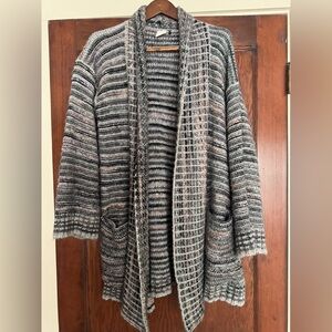 Anthropologie Gray and Pink Knit Sweater